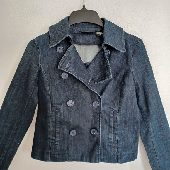 New York and co. denim double breast buttoned pea coat size S - Picture 9 of 16